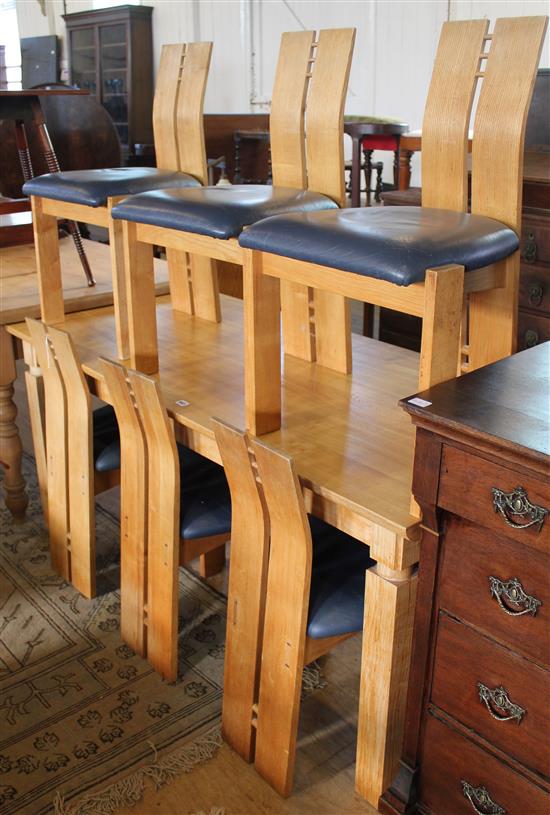 A Wales & Wales oak dining table and six chairs, 5ft 5in. x 2ft 6in.